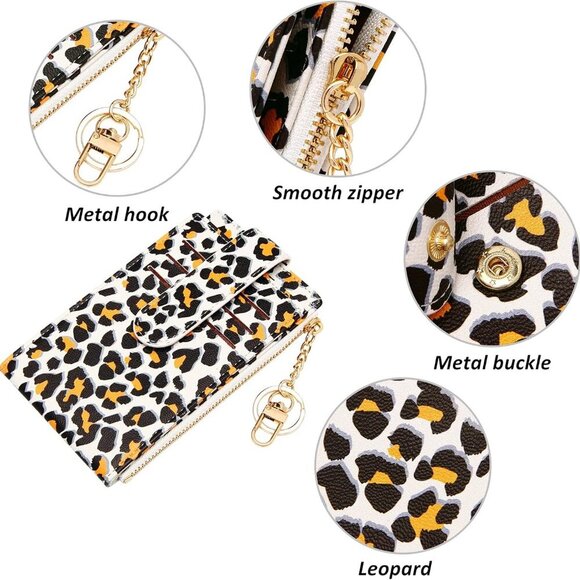 RFID Card Holder Wallet for Women Faux Leather Slim Bifold with Zipper - Picture 6 of 7